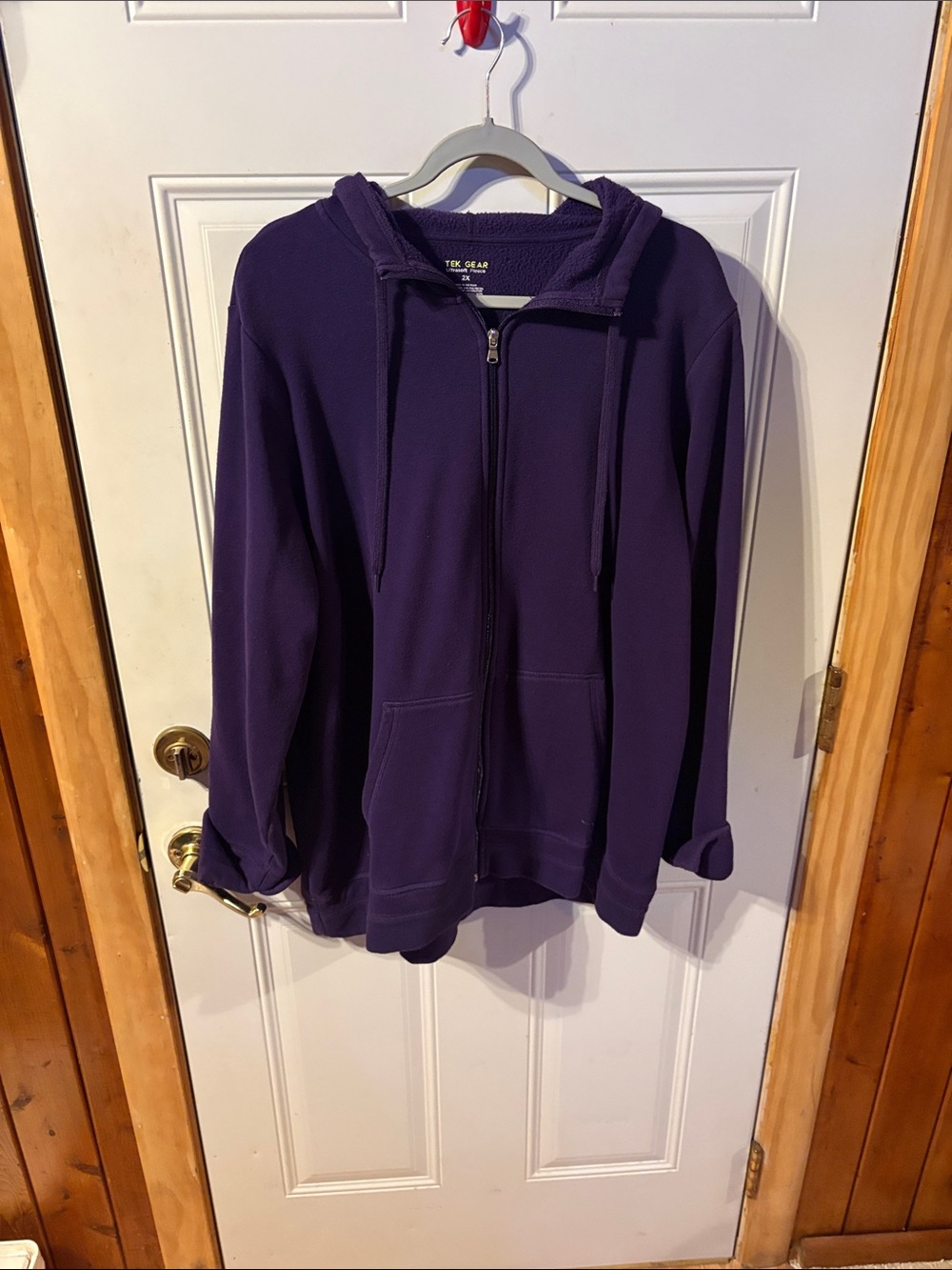 Tek Gear Ultra Soft Hoodie in Purple with Zipper & Pockets Size 2X